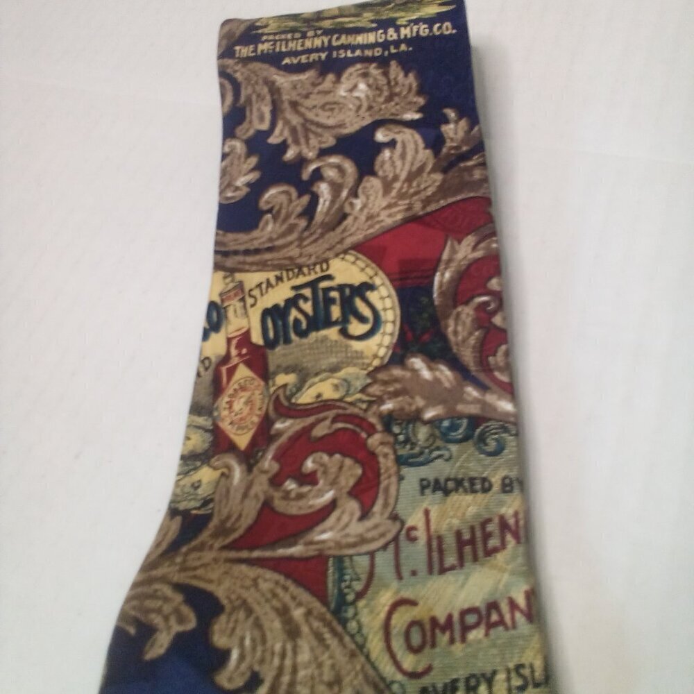Tabasco Hot Sauce Tie Necktie Men 100% Silk Gold Red Blue - Picture 4 of 11